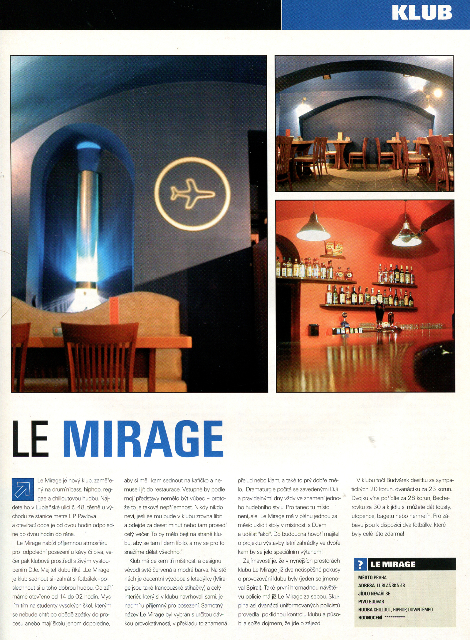 Klub Le Mirage  - článek v časopisu Ultramix